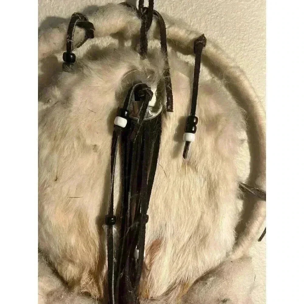 vintage native american dream catcher 29 Inch Handmade With Real Fur - Picture 4 of 11